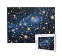 500 Pieces Jigsaw Puzzle with Storage Box, Constellation Star Clusters Galaxies Printed Wooden Puzzle 52x38 CM for Adults Kids Family Fun Decorative Game