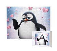 500 Pieces Jigsaw Puzzle with Storage Box, Cute Penguins Printed Wooden Puzzle 52x38 CM for Adults Kids Family Fun Decorative Game