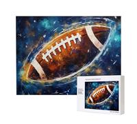 500 Pieces Jigsaw Puzzle with Storage Box, Galaxy Space American Football Printed Wooden Puzzle 52x38 CM for Adults Kids Family Fun Decorative Game