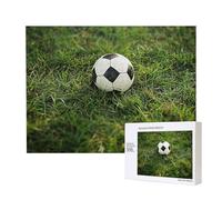 500 Pieces Jigsaw Puzzle with Storage Box, Green grass soccer print Printed Wooden Puzzle 52x38 CM for Adults Kids Family Fun Decorative Game