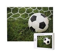 500 Pieces Jigsaw Puzzle with Storage Box, Green grass soccer Printed Wooden Puzzle 52x38 CM for Adults Kids Family Fun Decorative Game