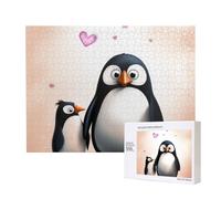 500 Pieces Jigsaw Puzzle with Storage Box, I Love Penguins Printed Wooden Puzzle 52x38 CM for Adults Kids Family Fun Decorative Game