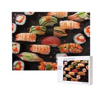 500 Pieces Jigsaw Puzzle with Storage Box, Japanese sushi shrimp Printed Wooden Puzzle 52x38 CM for Adults Kids Family Fun Decorative Game