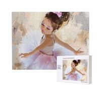 500 Pieces Jigsaw Puzzle with Storage Box, Little Ballerina Dancing Girl Printed Wooden Puzzle 52x38 CM for Adults Kids Family Fun Decorative Game