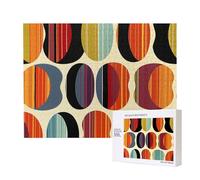 500 Pieces Jigsaw Puzzle with Storage Box, Mid Century Modern Retro with Drop Shapes Printed Wooden Puzzle 52x38 CM for Adults Kids Family Fun Decorative Game