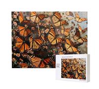 500 Pieces Jigsaw Puzzle with Storage Box, Monarch butterflies Printed Wooden Puzzle 52x38 CM for Adults Kids Family Fun Decorative Game