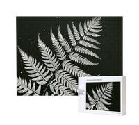 500 Pieces Jigsaw Puzzle with Storage Box, natural plant silhouette fern leaf Printed Wooden Puzzle 52x38 CM for Adults Kids Family Fun Decorative Game