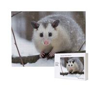 500 Pieces Jigsaw Puzzle with Storage Box, Opossum In Snow Printed Wooden Puzzle 52x38 CM for Adults Kids Family Fun Decorative Game