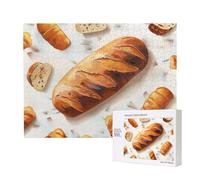 500 Pieces Jigsaw Puzzle with Storage Box, Painted Bread Printed Wooden Puzzle 52x38 CM for Adults Kids Family Fun Decorative Game