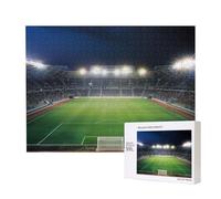 500 Pieces Jigsaw Puzzle with Storage Box, Stadium Football Satdium Field Light Night Printed Wooden Puzzle 52x38 CM for Adults Kids Family Fun Decorative Game