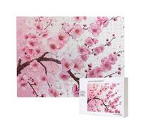 500 Pieces Jigsaw Puzzle with Storage Box, Tempting Cherry Blossoms Printed Wooden Puzzle 52x38 CM for Adults Kids Family Fun Decorative Game