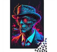 500 Pieces Jigsaw Puzzle Zombie Gangster Smoking Square Puzzle for for Adults Children, Wooden Puzzle Game 500pcs (52x38cm)