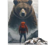 500 Pieces Jigsaw Puzzles Bear Encounter Puzzle for Adults Wooden Puzzles Interesting Stress Reduction Jigsaw Puzzles for Family & Friends Gifts 500pcs (52x38cm)