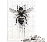 500 Pieces Jigsaw Puzzles 'Bee Beauty Black Ink Creative Square Jigsaw Puzzles for Adults And Wooden Puzzles Challenging Game 500pcs (52x38cm)