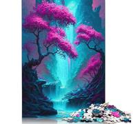 500 Pieces Jigsaw Puzzles Cherry Blossom And Waterfa Puzzle for Adults Wooden Puzzles Interesting Stress Reduction Jigsaw Puzzles for Family & Friends Gifts 500pcs (52x38cm)