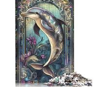 500 Pieces Jigsaw Puzzles Dolphin Creative Square Jigsaw Puzzles for Adults And Wooden Puzzles Challenging Game 500pcs (52x38cm)