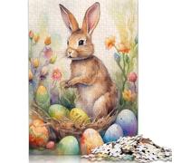 500 Pieces Jigsaw Puzzles Easter Cute Bunny Puzzle for Adults Wooden Puzzles Interesting Stress Reduction Jigsaw Puzzles for Family & Friends Gifts 500pcs (52x38cm)