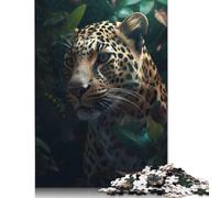 500 Pieces Jigsaw Puzzles Exotic Floral Leopard Puzzle for Adults Wooden Puzzles Interesting Stress Reduction Jigsaw Puzzles for Family & Friends Gifts 500pcs (52x38cm)