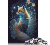 500 Pieces Jigsaw Puzzles for Adult Fox And Flowers Puzzle Wooden Rectangle Creative Jigsaw Gift for Friends Family 500pcs (52x38cm)