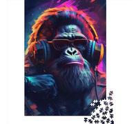 500 Pieces Jigsaw Puzzles for Adult Gorilla Hop Puzzle Creative Rectangular Wooden Jigsaw Gift for Friends Family 500pcs (52x38cm)