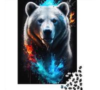 500 Pieces Jigsaw Puzzles for Adult Polar Bear Portrait Puzzle Creative Rectangular Wooden Jigsaw Gift for Friends Family 500pcs (52x38cm)