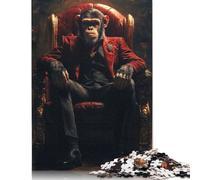 500 Pieces Jigsaw Puzzles for Adults 500 Piece Chimpanzee Boss in Suit Jigsaws for Adults Difficult And Challenge Game 500pcs (52x38cm)