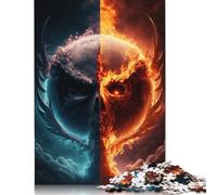 500 Pieces Jigsaw Puzzles for Adults 500 Piece Ice And Fire Skull Jigsaws for Adults Difficult And Challenge Game 500pcs (52x38cm)