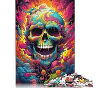 500 Pieces Jigsaw Puzzles for Adults 500 Piece Psychedelic Colored Skull Jigsaws for Adults Difficult And Challenge Game 500pcs (52x38cm)