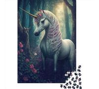 500 Pieces Jigsaw Puzzles for Adults A Cartoon Unicorn Square Wooden Puzzles Unique Piece Puzzle Educational Fun Games Toys 500pcs (52x38cm)