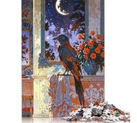 500 Pieces Jigsaw Puzzles for Adults 'A Crow on Fabric Square Wooden Puzzles Unique Piece Puzzle Educational Fun Games Toys 500pcs (52x38cm)