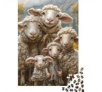 500 Pieces Jigsaw Puzzles for Adults Animal Goat Square Wooden Puzzles Unique Piece Puzzle Educational Fun Games Toys 500pcs (52x38cm)