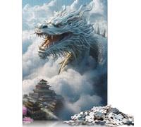 500 Pieces Jigsaw Puzzles for Adults Asian Dragon Sky Encounter Square Wooden Puzzles Unique Piece Puzzle Educational Fun Games Toys 500pcs (52x38cm)