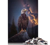 500 Pieces Jigsaw Puzzles for Adults Bald Eagle Under Milky Way Jigsaw Wooden Creative Puzzles Impossible Puzzle Brain Challenge Puzzle for Teenagers 500pcs (52x38cm)