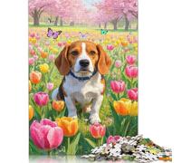 500 Pieces Jigsaw Puzzles for Adults Beagle Square Wooden Puzzles Unique Piece Puzzle Educational Fun Games Toys 500pcs (52x38cm)