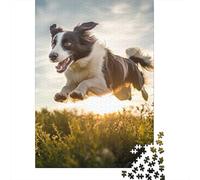 500 Pieces Jigsaw Puzzles for Adults Border Collie Jigsaw Wooden Creative Puzzles Impossible Puzzle Brain Challenge Puzzle for Teenagers 500pcs (52x38cm)