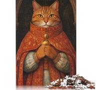 500 Pieces Jigsaw Puzzles for Adults Cat In Royal Robes Square Wooden Puzzles Unique Piece Puzzle Educational Fun Games Toys 500pcs (52x38cm)