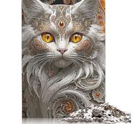 500 Pieces Jigsaw Puzzles for Adults Cat White Fantasy Square Jigsaw Puzzles, for Adults And Teenager, Wooden Puzzles Home Art Decor 500pcs (52x38cm)
