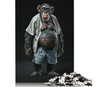 500 Pieces Jigsaw Puzzles for Adults Chimpanzee Fat Square Wooden Puzzles Unique Piece Puzzle Educational Fun Games Toys 500pcs (52x38cm)