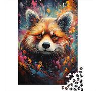 500 Pieces Jigsaw Puzzles for Adults Color Painting Red Panda Jigsaw Puzzle Wooden Puzzles Decompressing Intellectual Educational Toy Good Gift for Teenagers 500pcs (52x38cm)