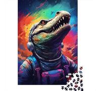 500 Pieces Jigsaw Puzzles for Adults | Colorful Artistic Astronaut Crocodile Jigsaw Puzzles for Adults 500 Pieces Puzzle Gifts 500pcs (52x38cm)