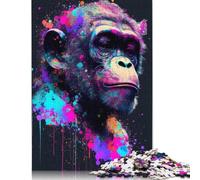 500 Pieces Jigsaw Puzzles for Adults 'Colorful Chimpanzee Square Jigsaw Puzzles, for Adults And Teenager, Wooden Puzzles Home Art Decor 500pcs (52x38cm)