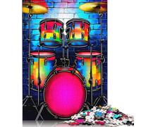 500 Pieces Jigsaw Puzzles for Adults Colorful Neon Graffiti Drum Kit Puzzles 500 Piece Jigsaws for Adults Puzzle Birthday Gifts 500pcs (52x38cm)