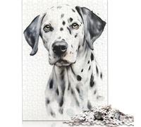 500 Pieces Jigsaw Puzzles for Adults Dalmatian Watercolor Dog Square Wooden Puzzles Unique Piece Puzzle Educational Fun Games Toys 500pcs (52x38cm)