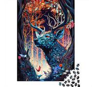 500 Pieces Jigsaw Puzzles for Adults Deer Enchanted Place Square Wooden Puzzles Unique Piece Puzzle Educational Fun Games Toys 500pcs (52x38cm)