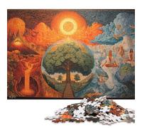 500 Pieces Jigsaw Puzzles for Adults Divine Harmony Cosmic Balance Painting Jigsaw Wooden Creative Puzzles Impossible Puzzle Brain Challenge Puzzle for Teenagers 500pcs (52x38cm)