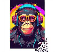 500 Pieces Jigsaw Puzzles for Adults DJ Gorilla Square Wooden Puzzles Unique Piece Puzzle Educational Fun Games Toys 500pcs (52x38cm)