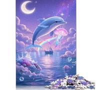 500 Pieces Jigsaw Puzzles for Adults Dolphin Square Wooden Puzzles Unique Piece Puzzle Educational Fun Games Toys 500pcs (52x38cm)