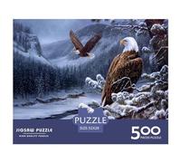 500 Pieces Jigsaw Puzzles for Adults Eagle Flying Square Wooden Puzzles Unique Piece Puzzle Educational Fun Games Toys 500pcs (52x38cm)