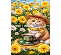 500 Pieces Jigsaw Puzzles For Adults Educational Game Challenge Toy Gifts 500 piece puzzles for adults Family Activity Game Puzzle Daisy Flowers Cat