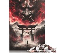 500 Pieces Jigsaw Puzzles for Adults Evil Torii Gate Oni Mask Square Jigsaw Puzzles, for Adults And Teenager, Wooden Puzzles Home Art Decor 500pcs (52x38cm)